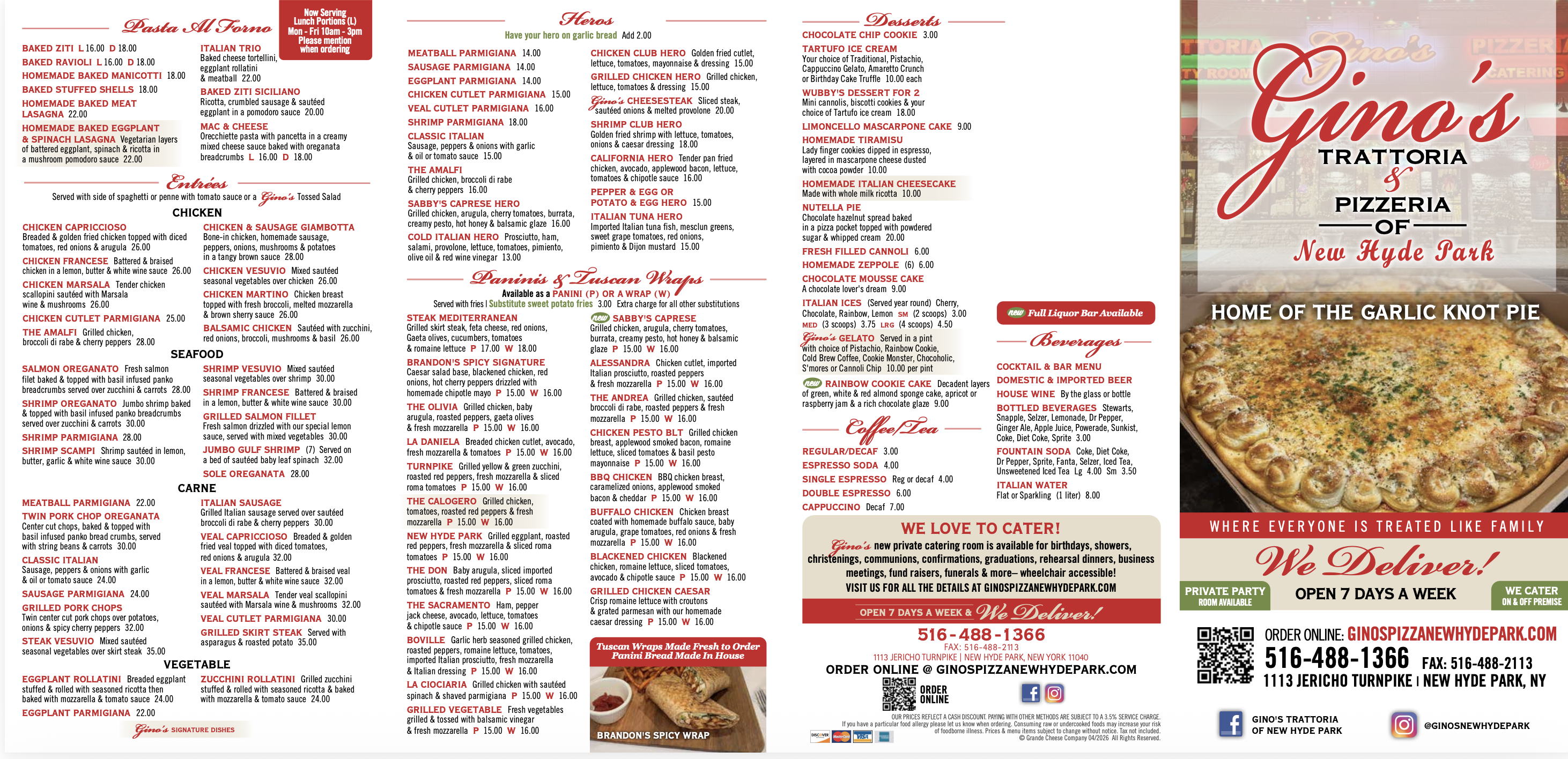 Gino's Take-Out menu